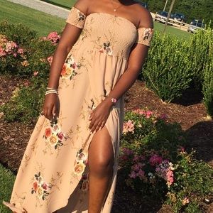 Off the Shoulder High Slit Dress